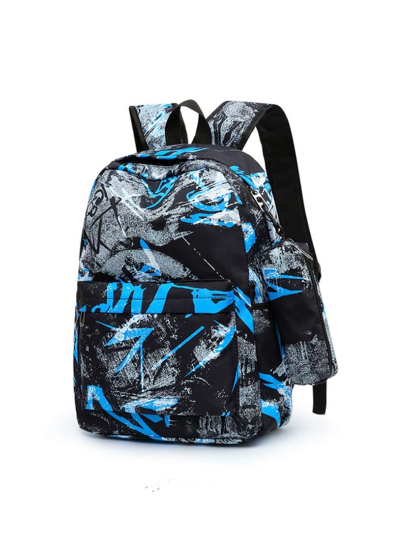 3pcs Letter Graphic Functional Backpack Set