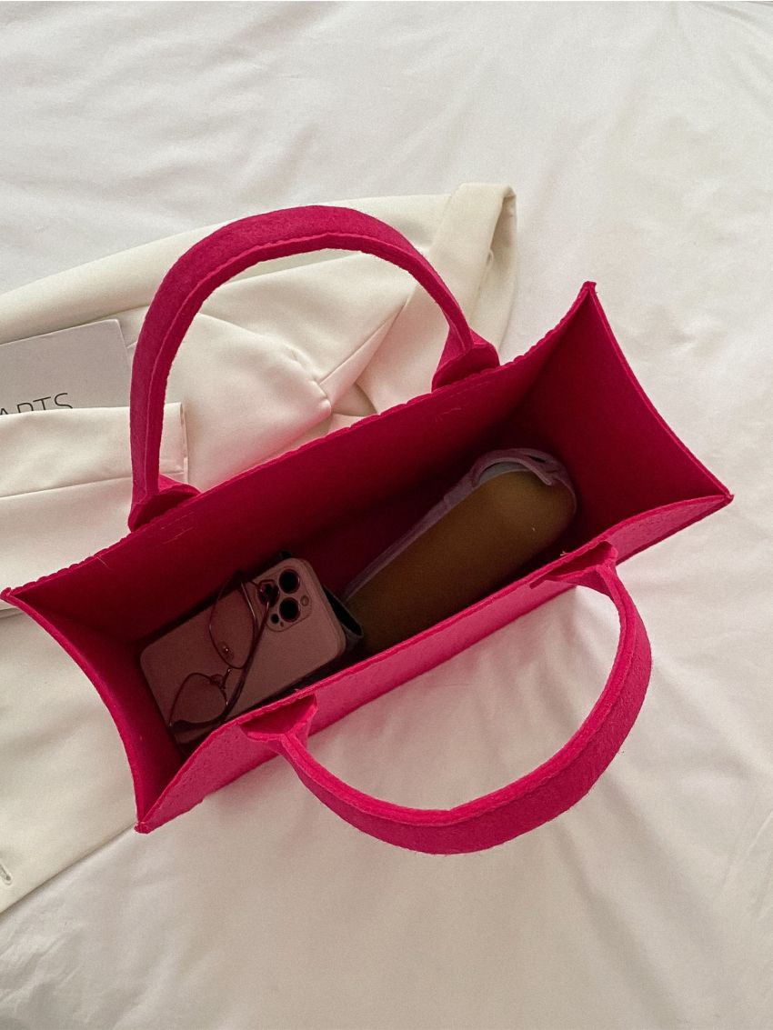 Crocodile Embossed Felt Top Handle Bag