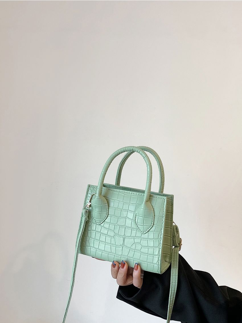 Mini Crocodile Embossed Square Bag