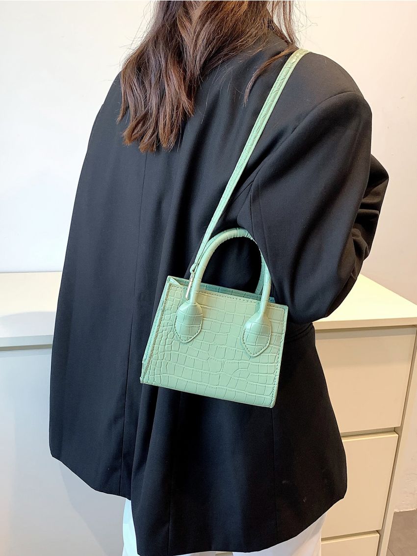 Mini Crocodile Embossed Square Bag