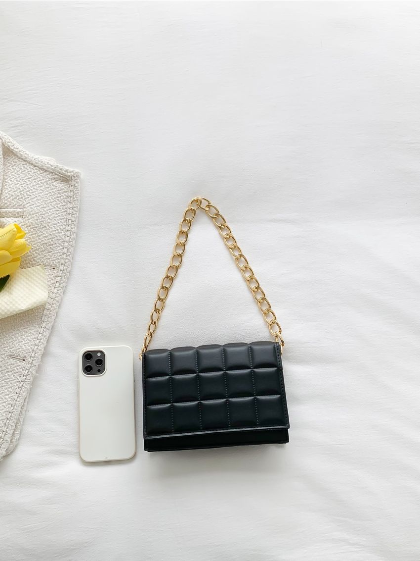 Mini Quilted Chain Flap Square Bag