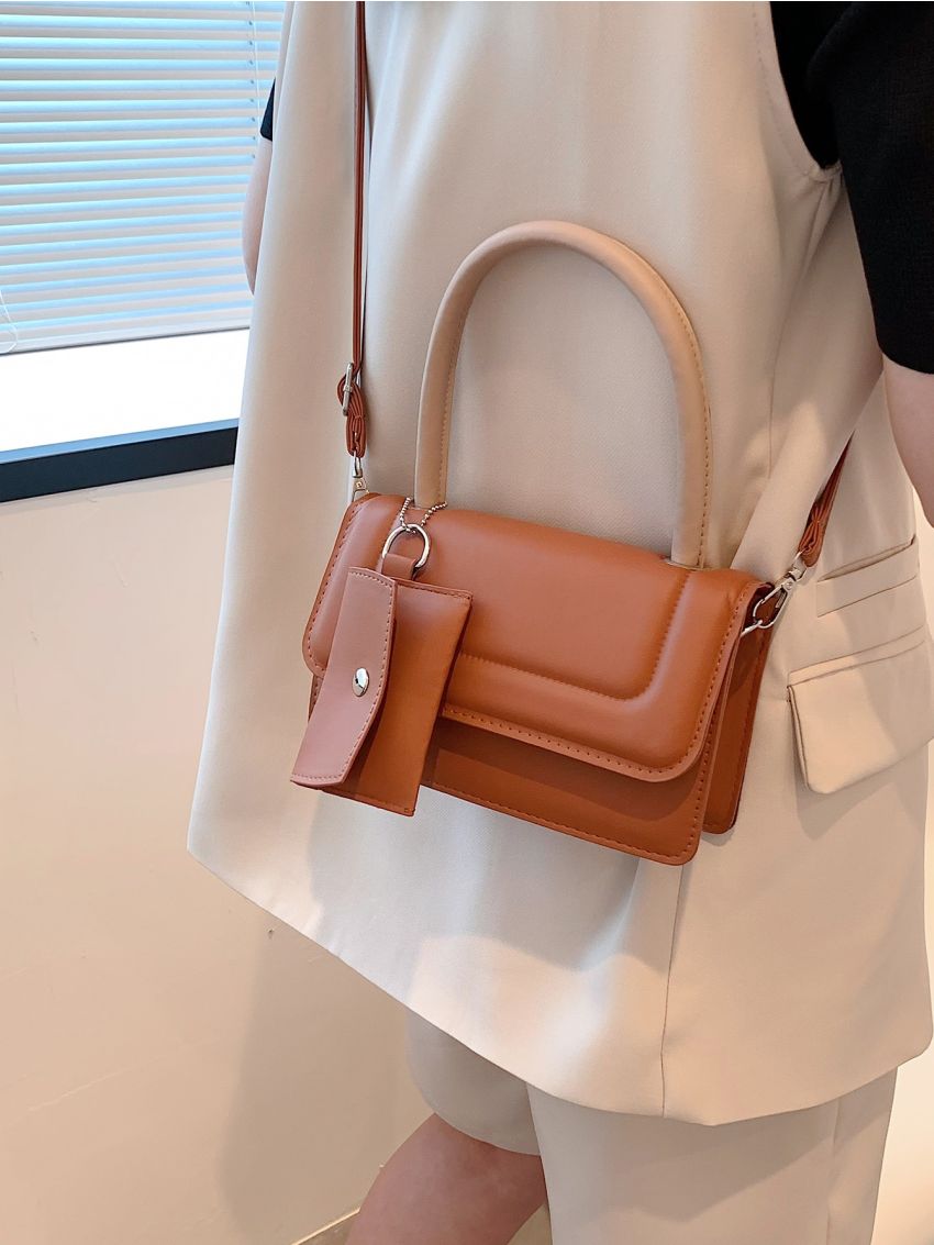 Mini Top Handle Flap Square Bag With Coin Purse