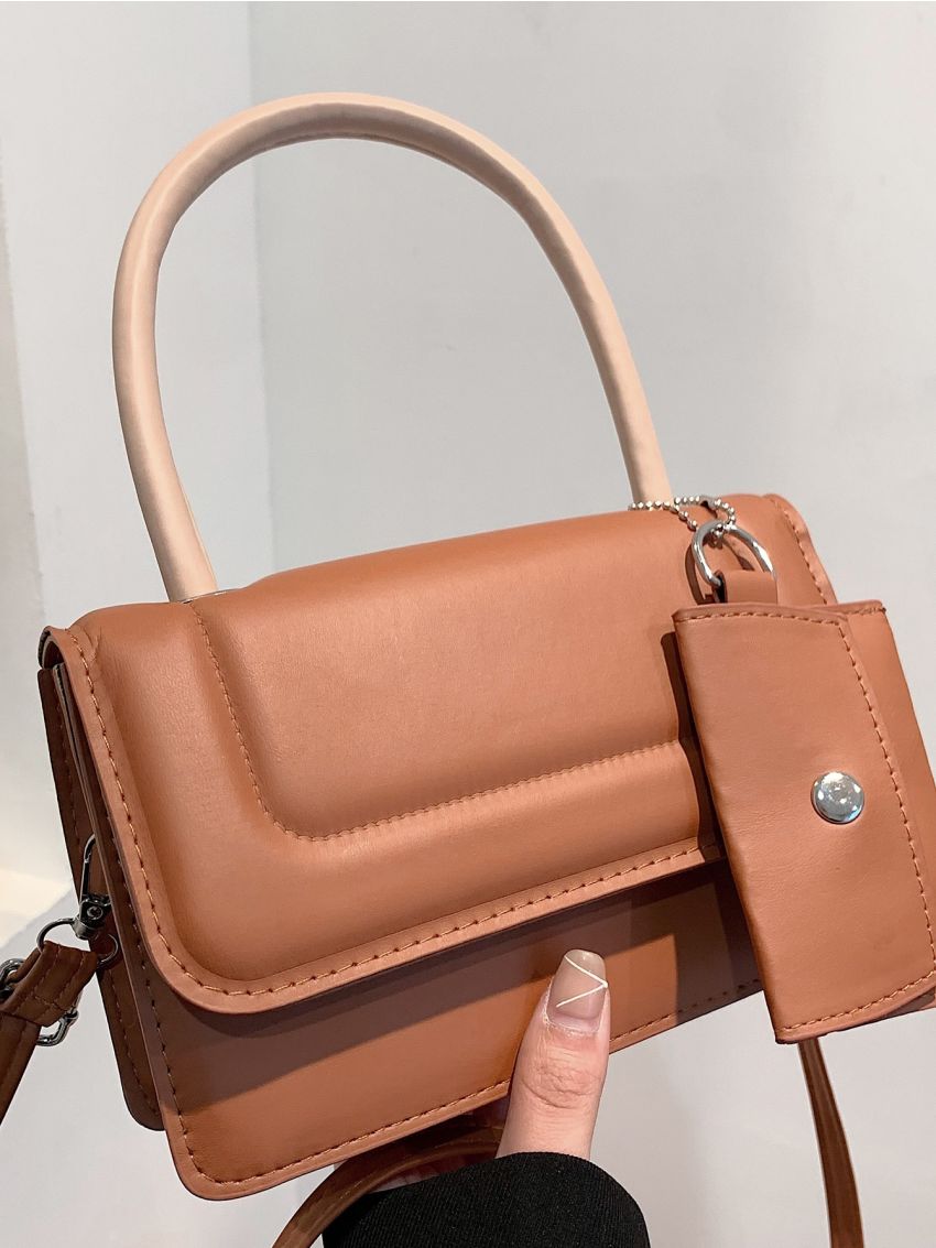 Mini Top Handle Flap Square Bag With Coin Purse