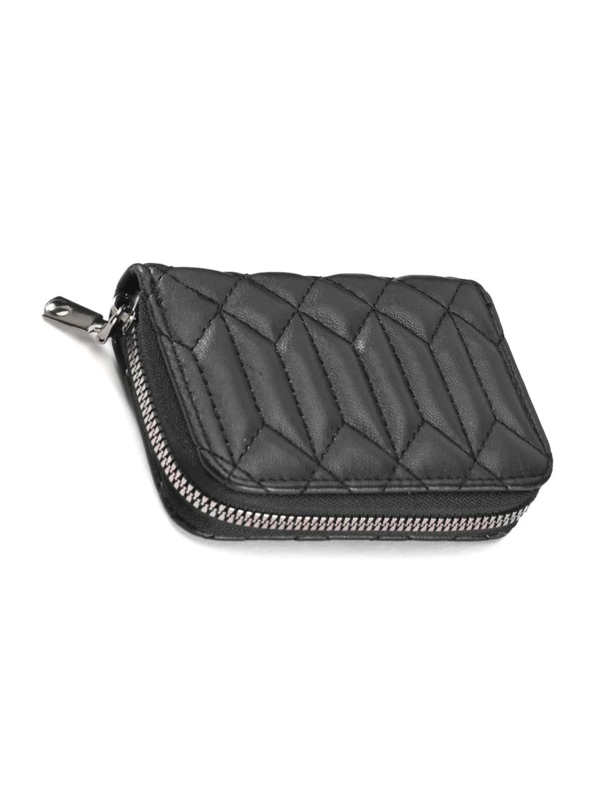 Quilted Detail Zipper Around Card Holder Multi-Card Card Organizer for Storage Credit Cards