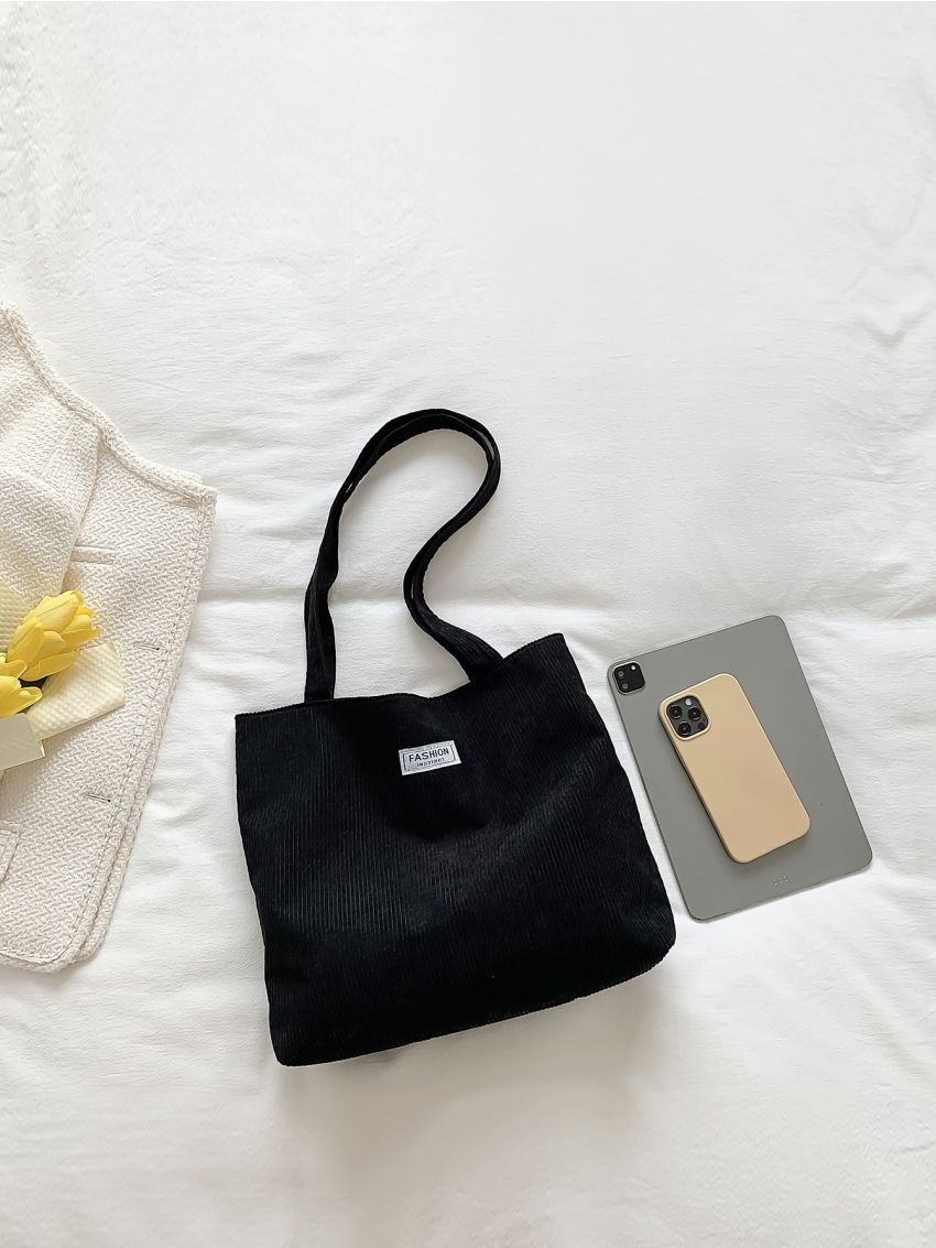 Small Shoulder Tote Bag Letter Patch Double Handle For Daily