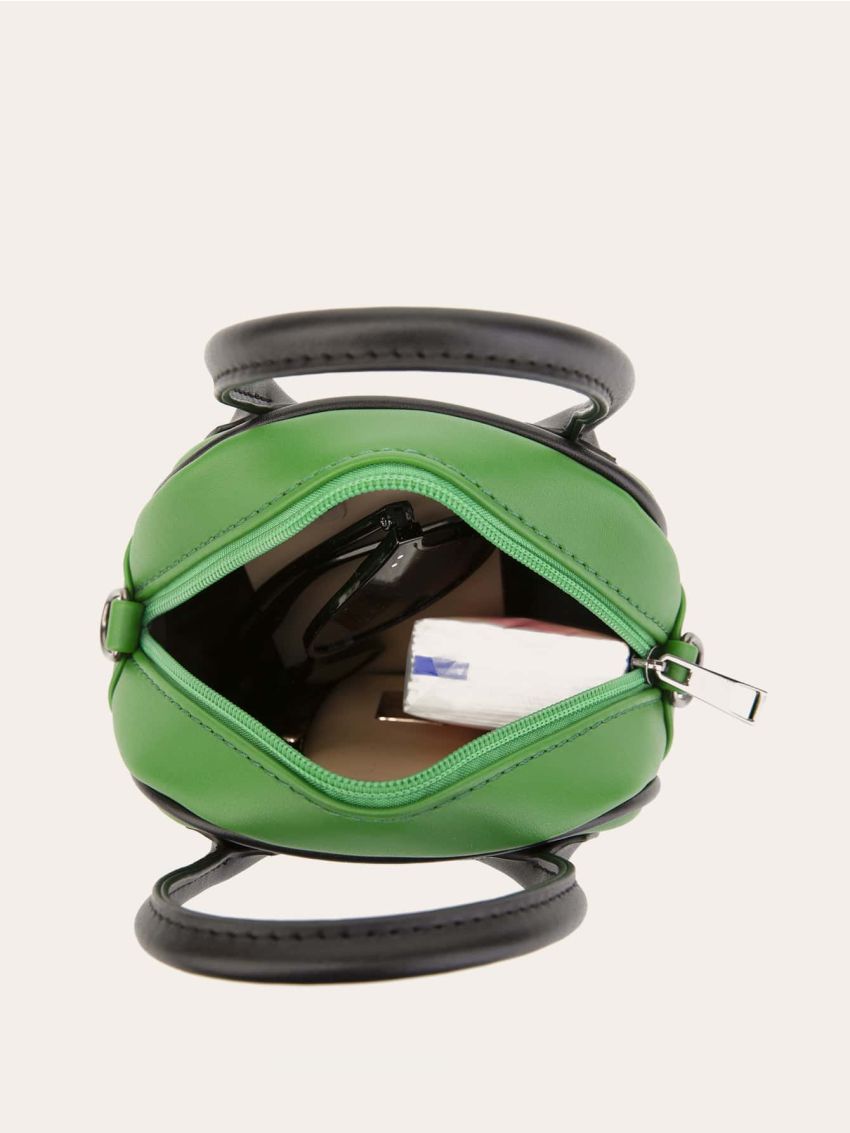 Mini Contrast Piping Chain Square Bag