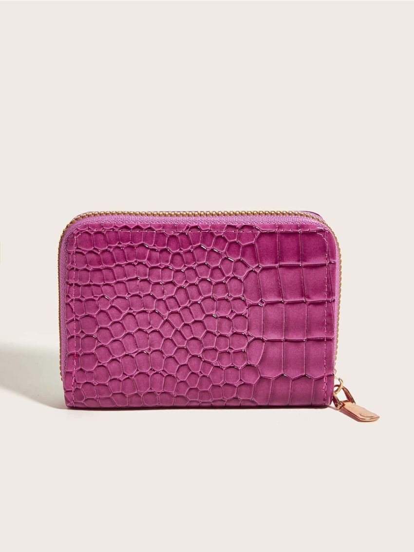 Crocodile Embossed Zipper Around Card Holder