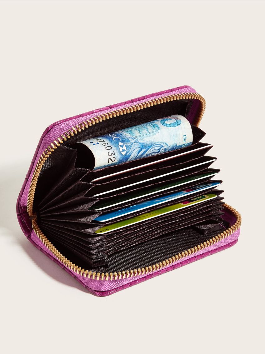 Crocodile Embossed Zipper Around Card Holder