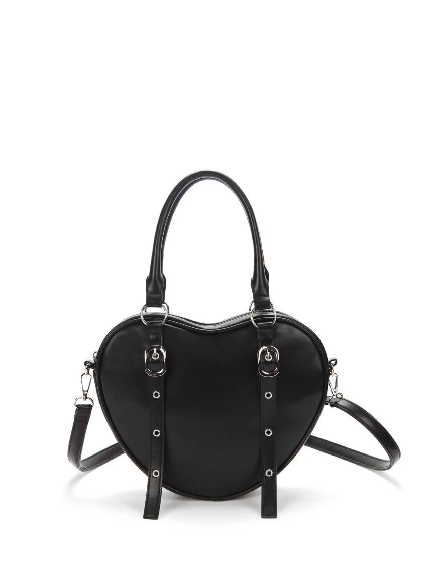 Goth Grommet Eyelet Decor Heart Design Novelty Bag