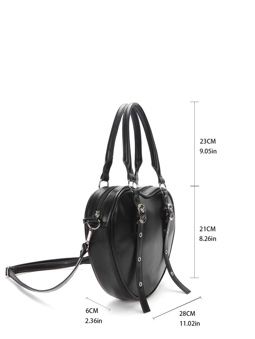 Goth Grommet Eyelet Decor Heart Design Novelty Bag
