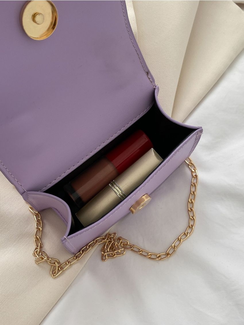 Mini Faux Pearl Decor Flap Square Bag