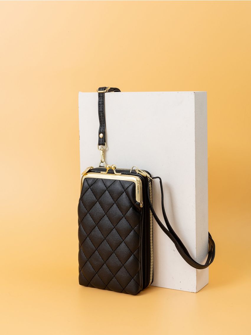 Quilted Kiss Lock Phone Wallet