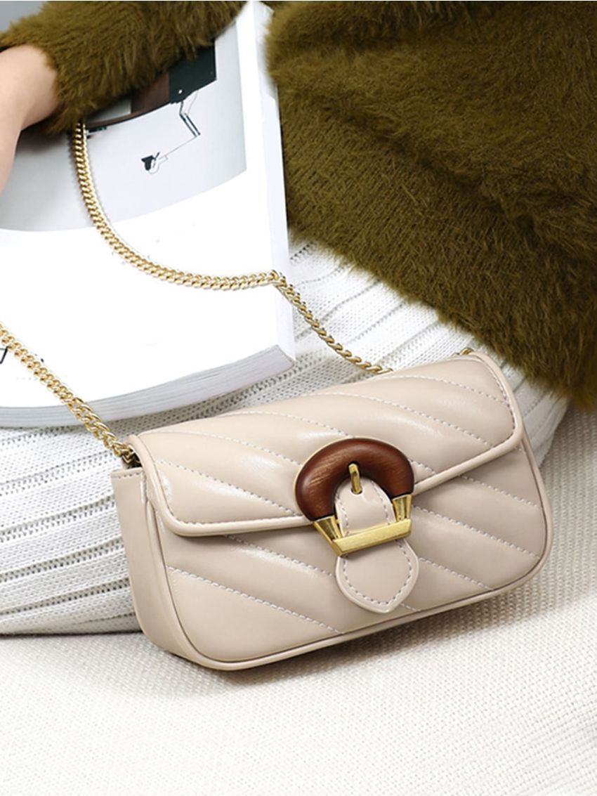 Mini Quilted Pattern Chain Square Bag