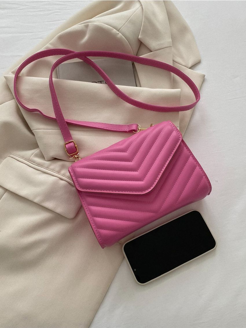 Mini Chevron Quilted Flap Square Bag