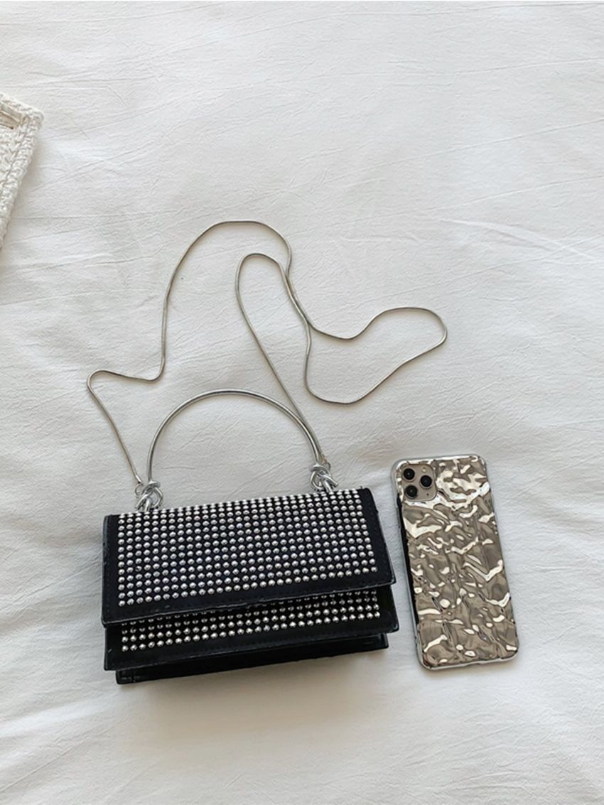 Mini Studded Decor Chain Flap Square Bag