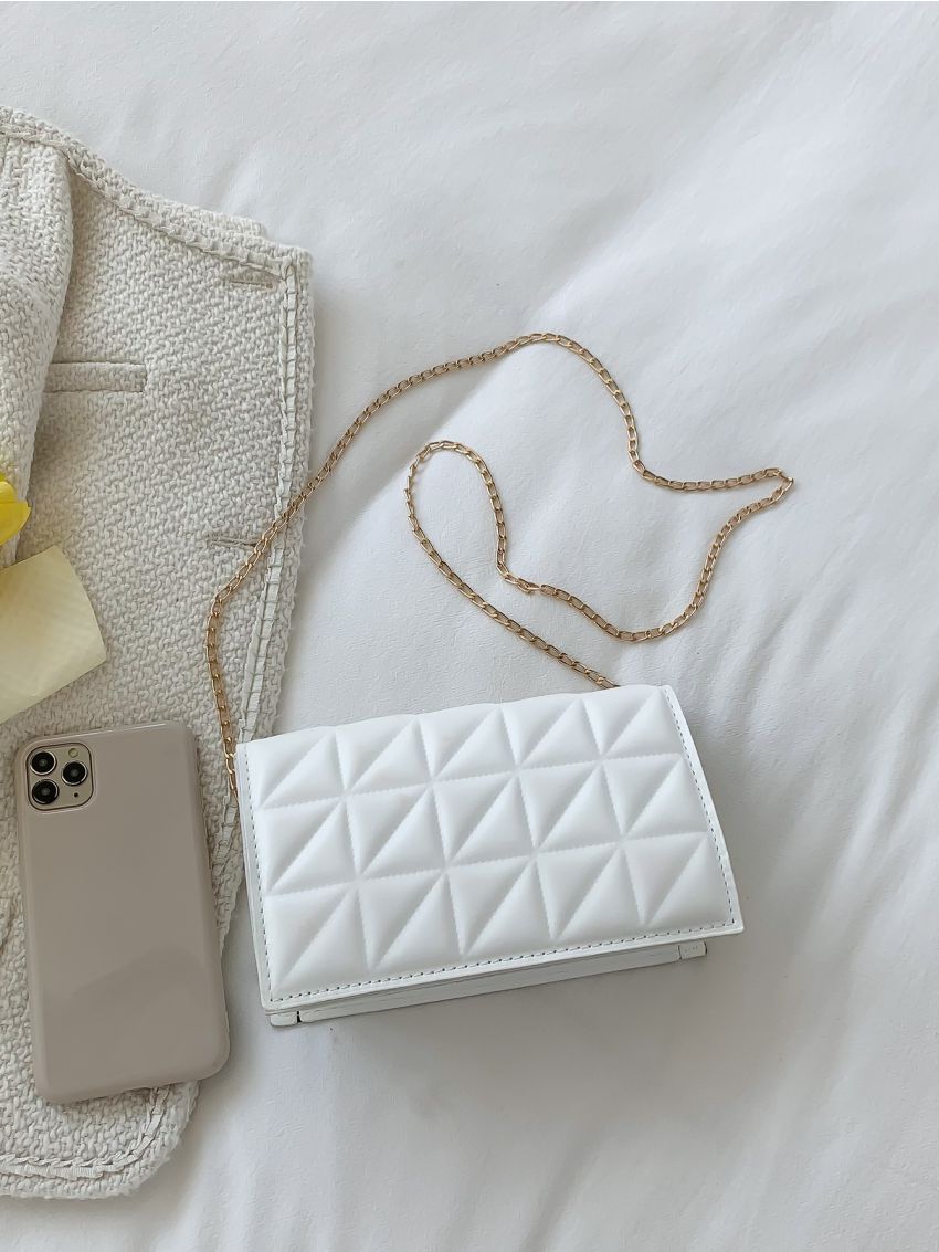 Mini Geometric Embossed Flap Chain Square Bag