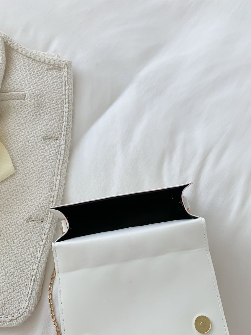 Mini Geometric Embossed Flap Chain Square Bag