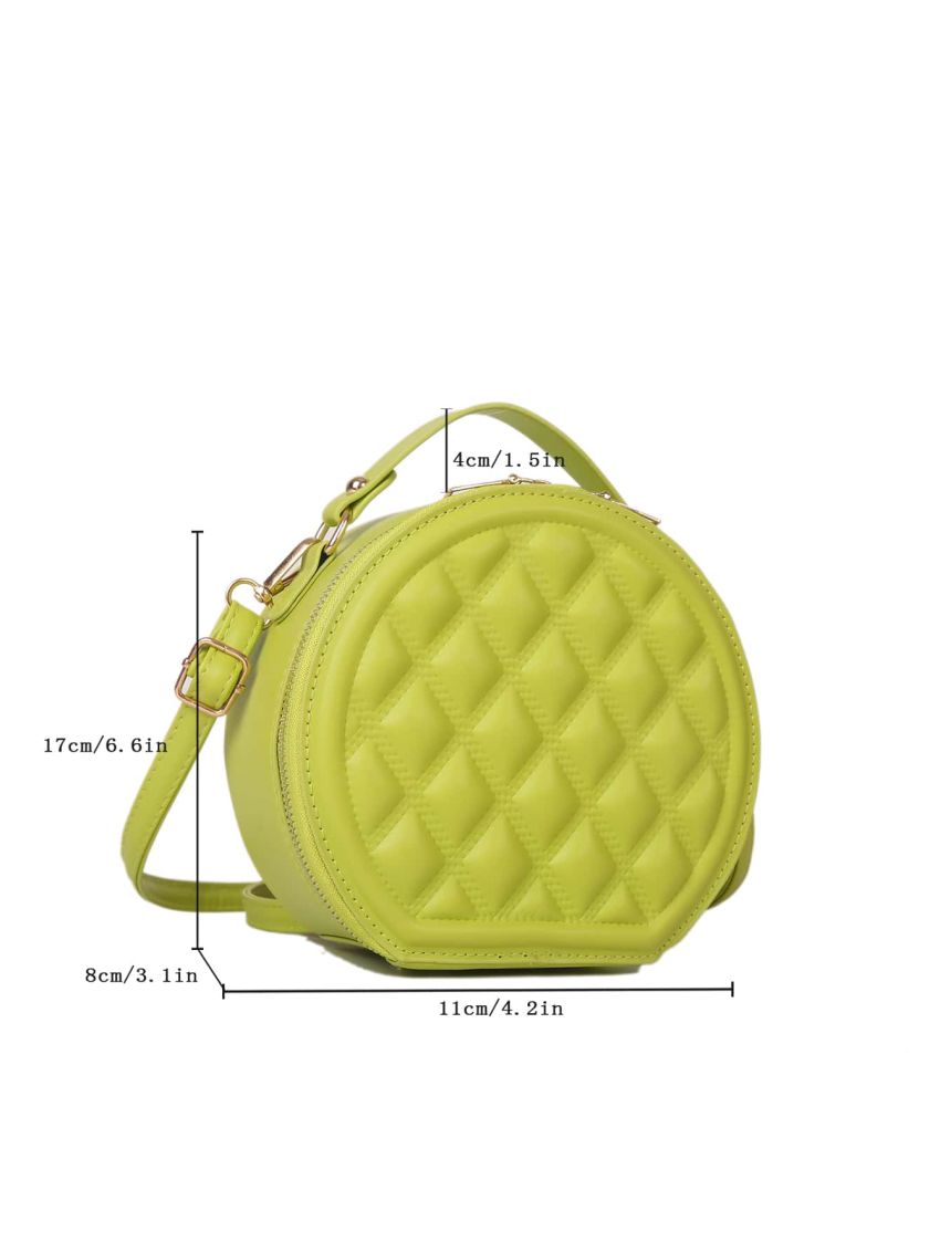 Mini Neon Lime Quilted Circle Bag