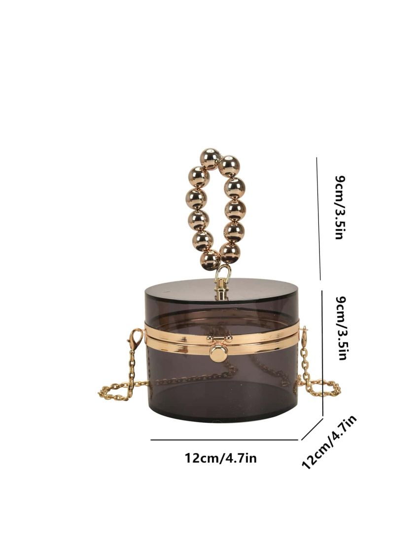 Mini Clear Bead Decor Chain Box Bag