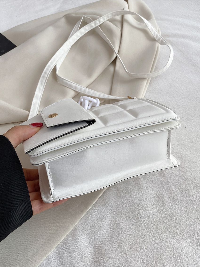 Mini Embossed Detail Chain Square Bag With Small Pouch