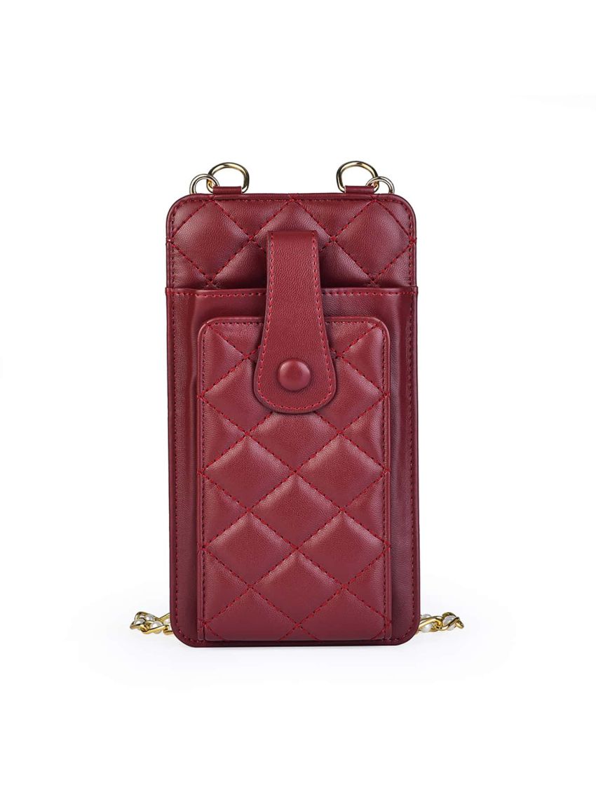 Geometric Quilted Detail Chain Phone Wallet