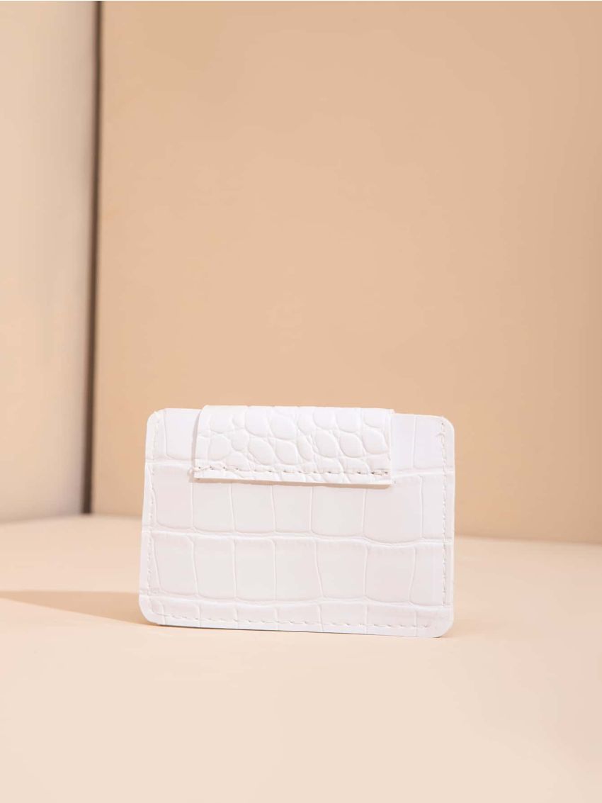 Crocodile Embossed Snap Button Card Holder