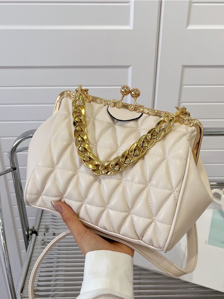 Geometric Quilted Chain Decor Novelty Bag