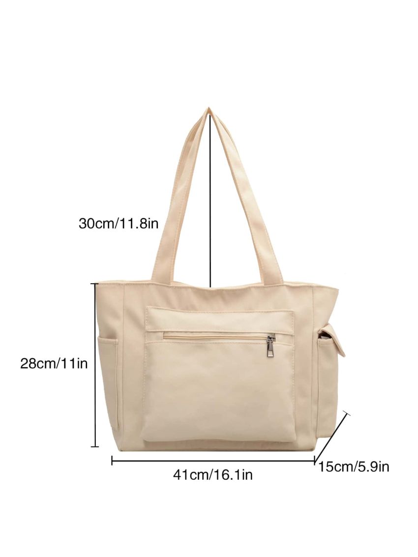 Pocket Side Shoulder Tote Bag