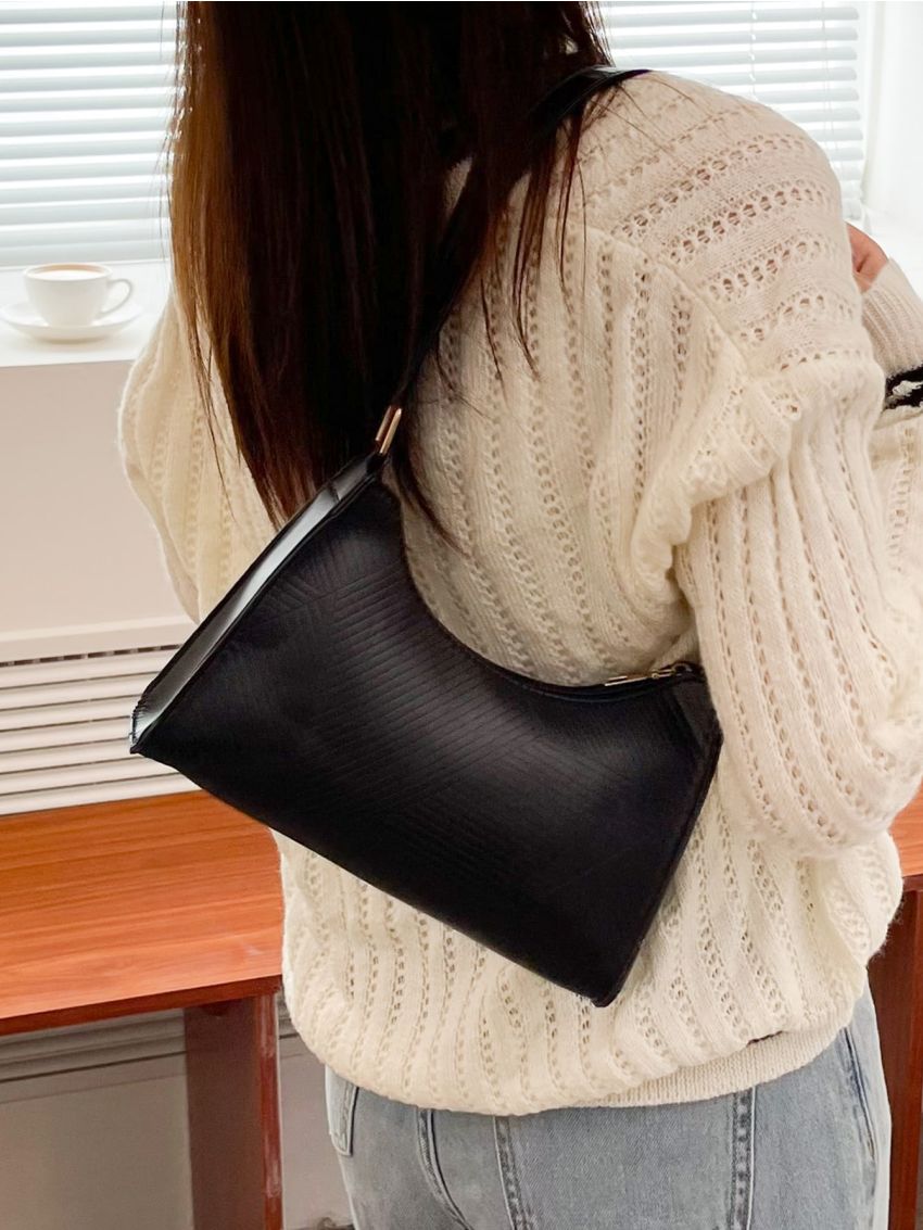 Embossed Detail Baguette Bag