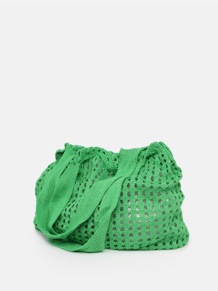 Minimalist Green Crochet Bag Hollow Out For Shopping