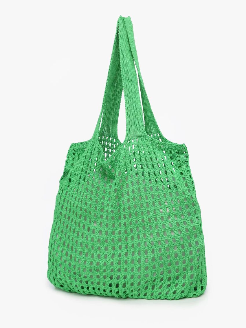 Minimalist Green Crochet Bag Hollow Out For Shopping