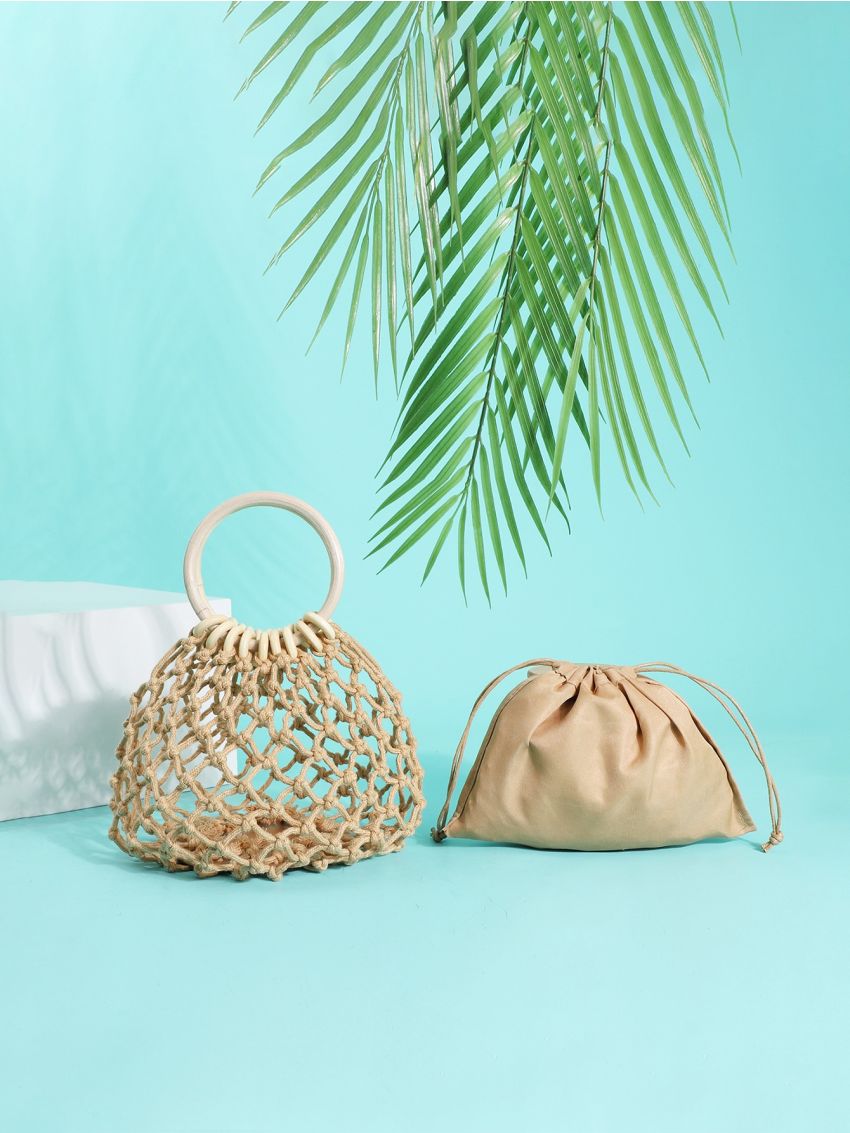 Mini Ring Handle Crochet Bag With Inner Pouch