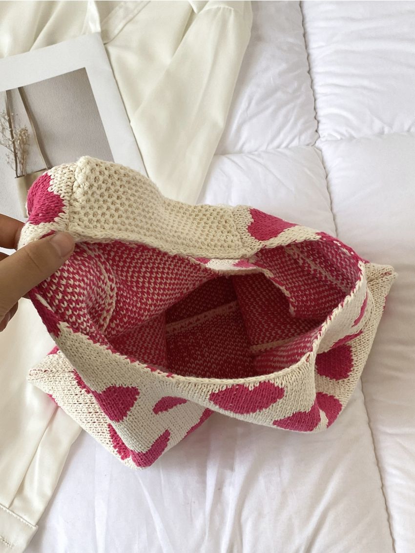 Heart Pattern Crochet Bag