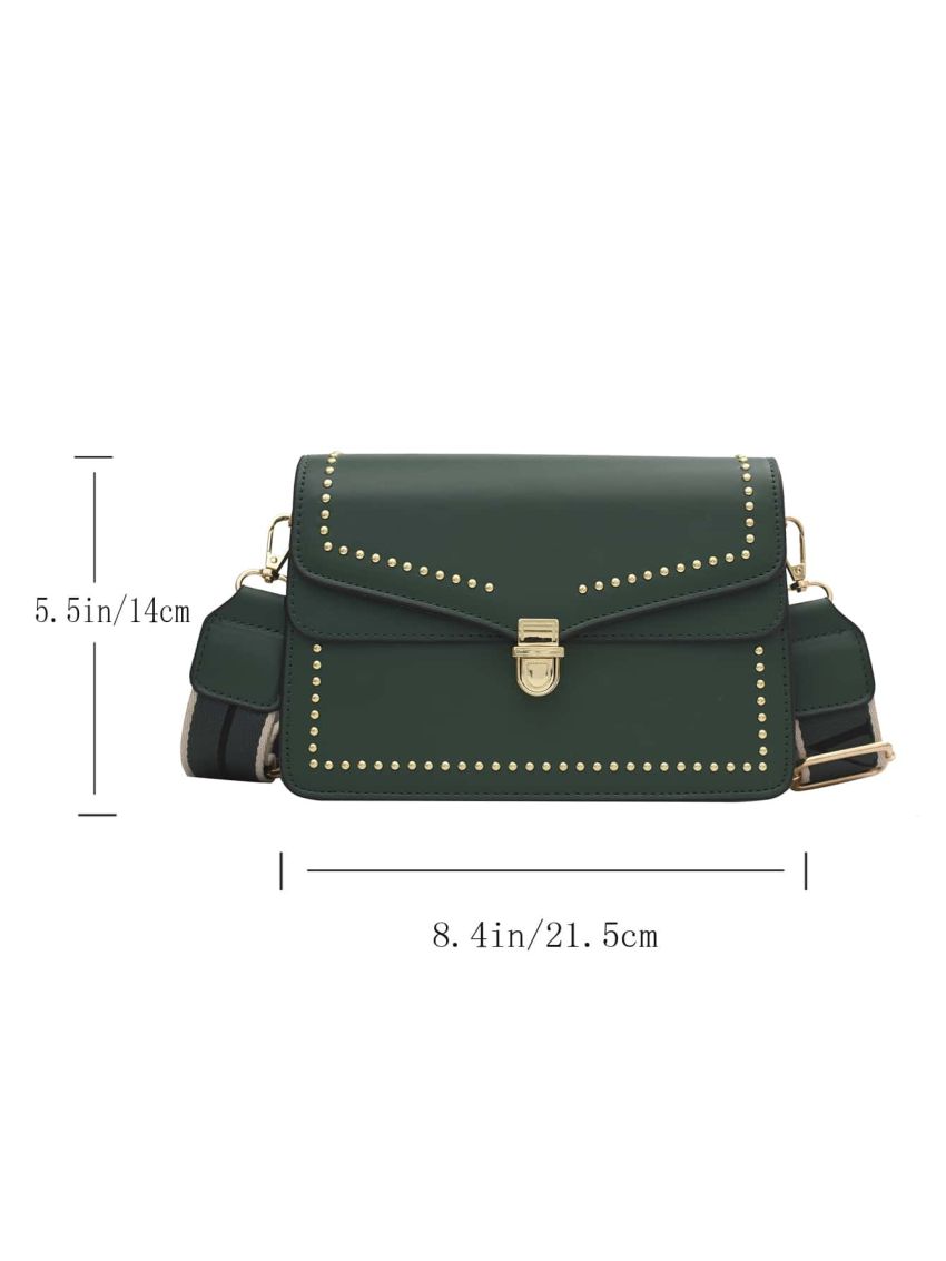 Studded Decor Flap Square Bag