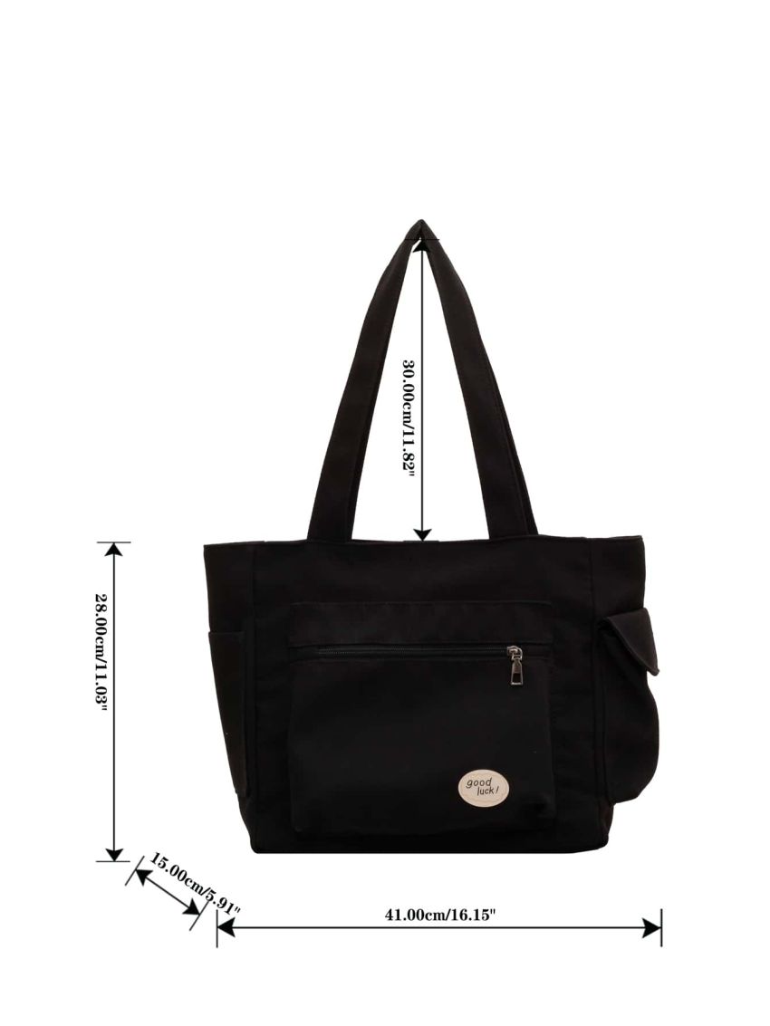 Letter Patch Decor Shopper Bag