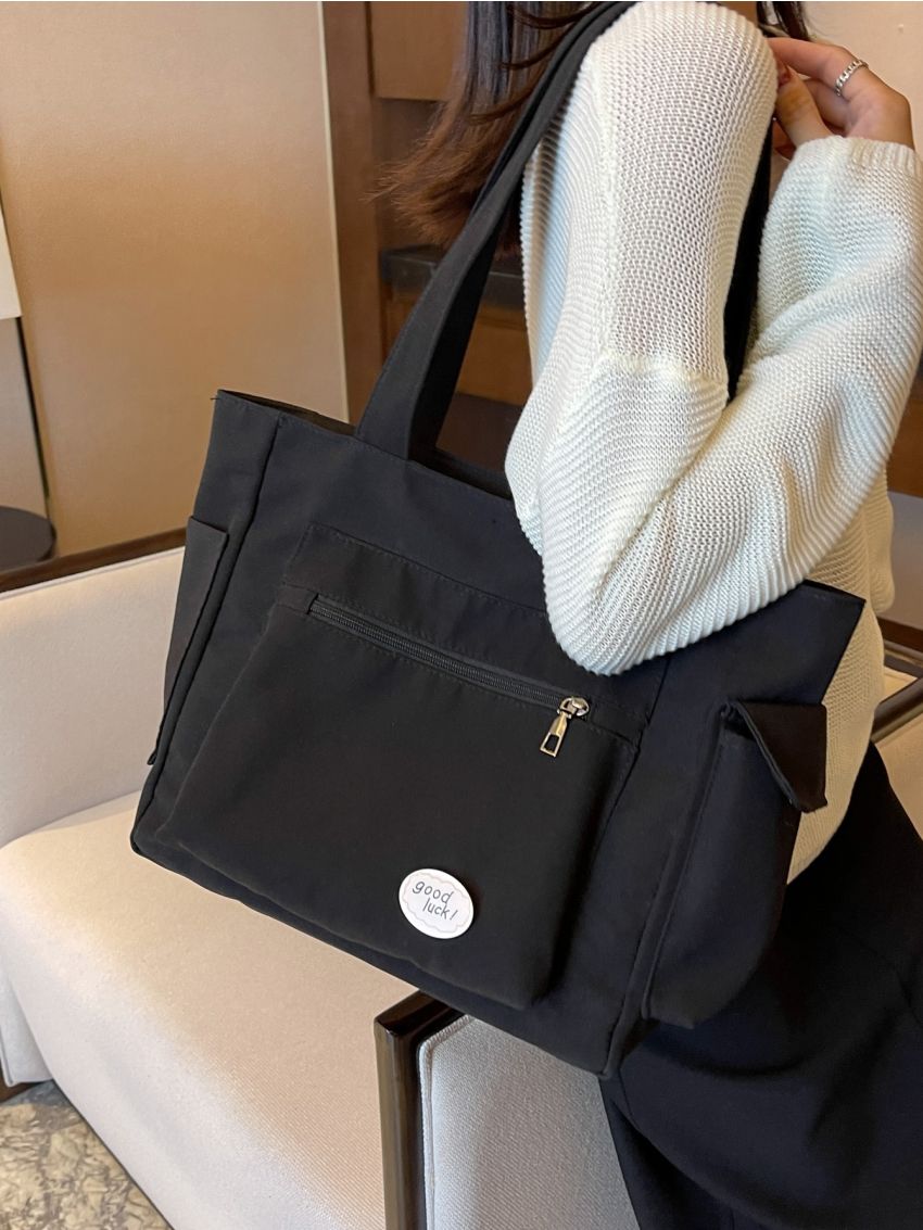 Letter Patch Decor Shopper Bag