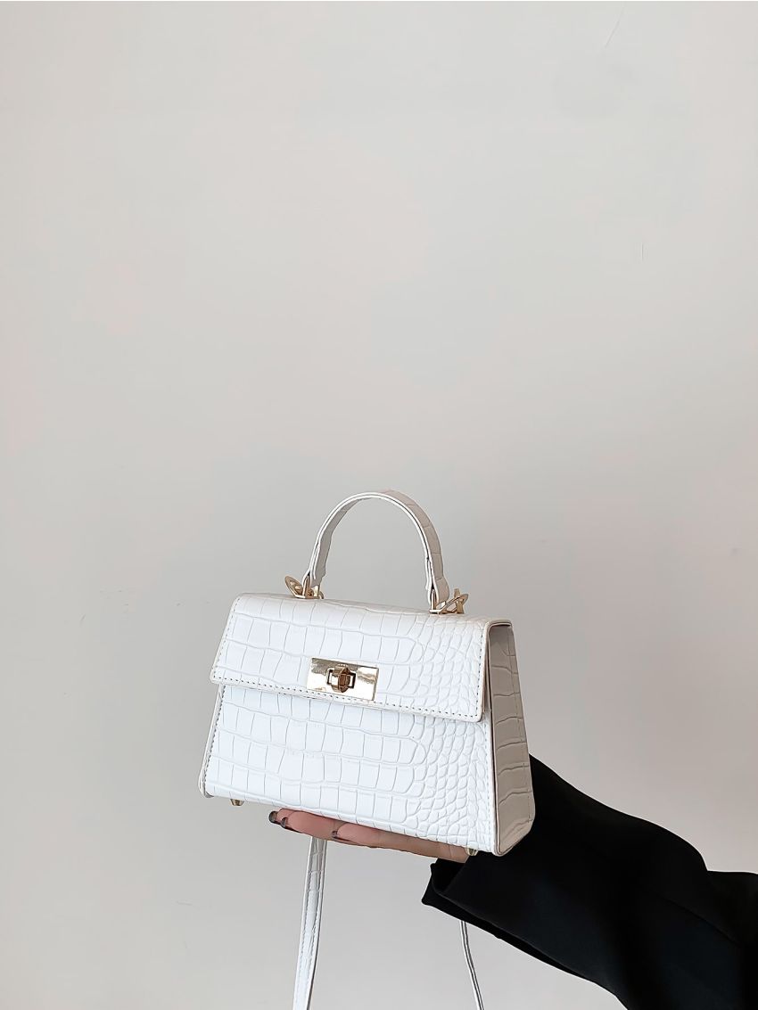 Mini Crocodile Embossed Flap Square Bag