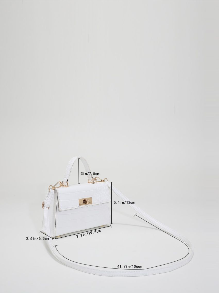 Mini Crocodile Embossed Flap Square Bag