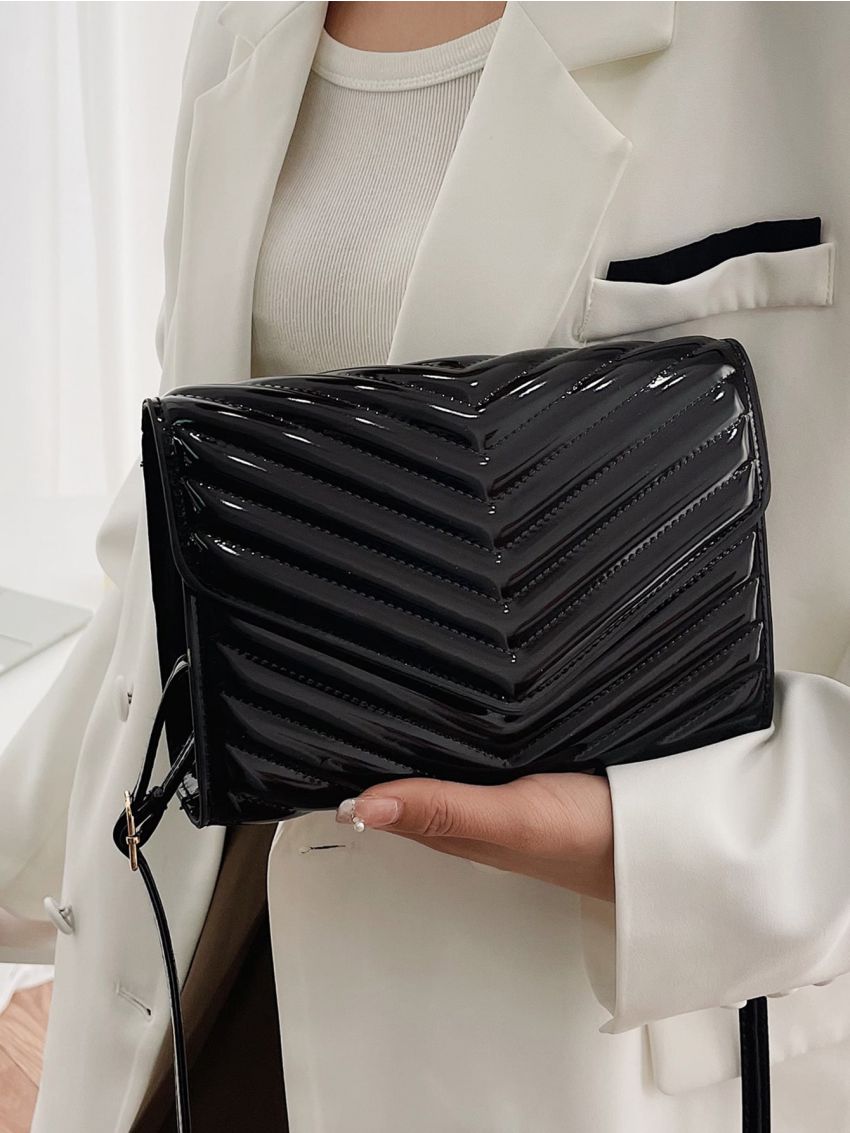 Flap Square Bag Quilted Pattern Minimalist