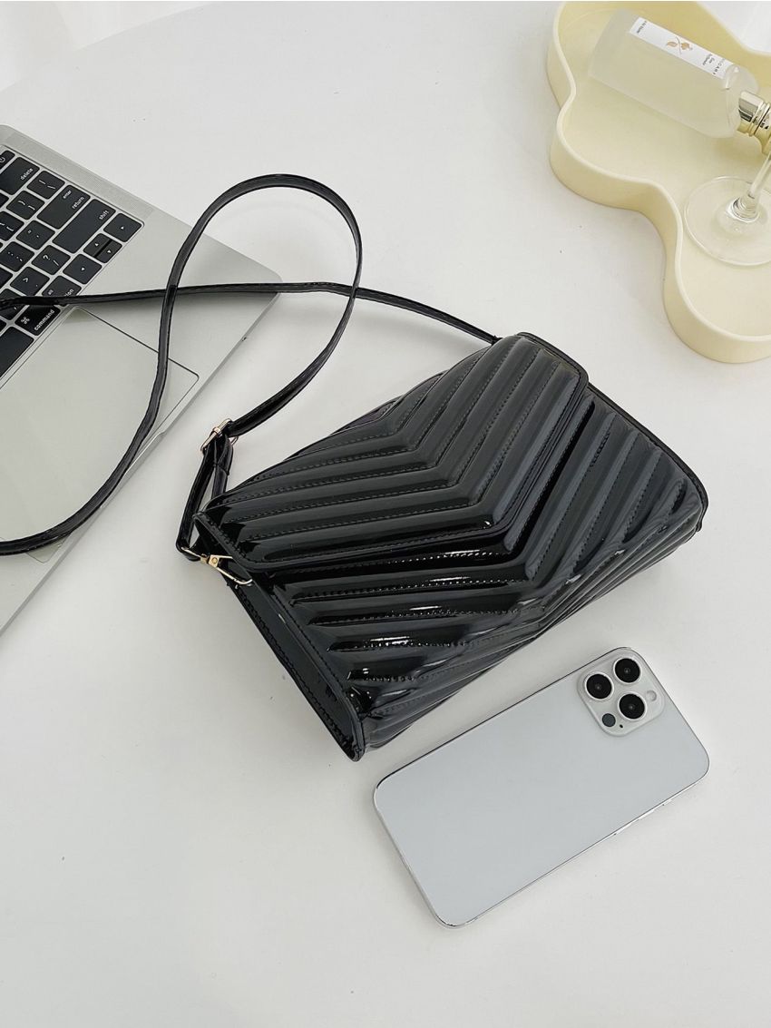 Flap Square Bag Quilted Pattern Minimalist