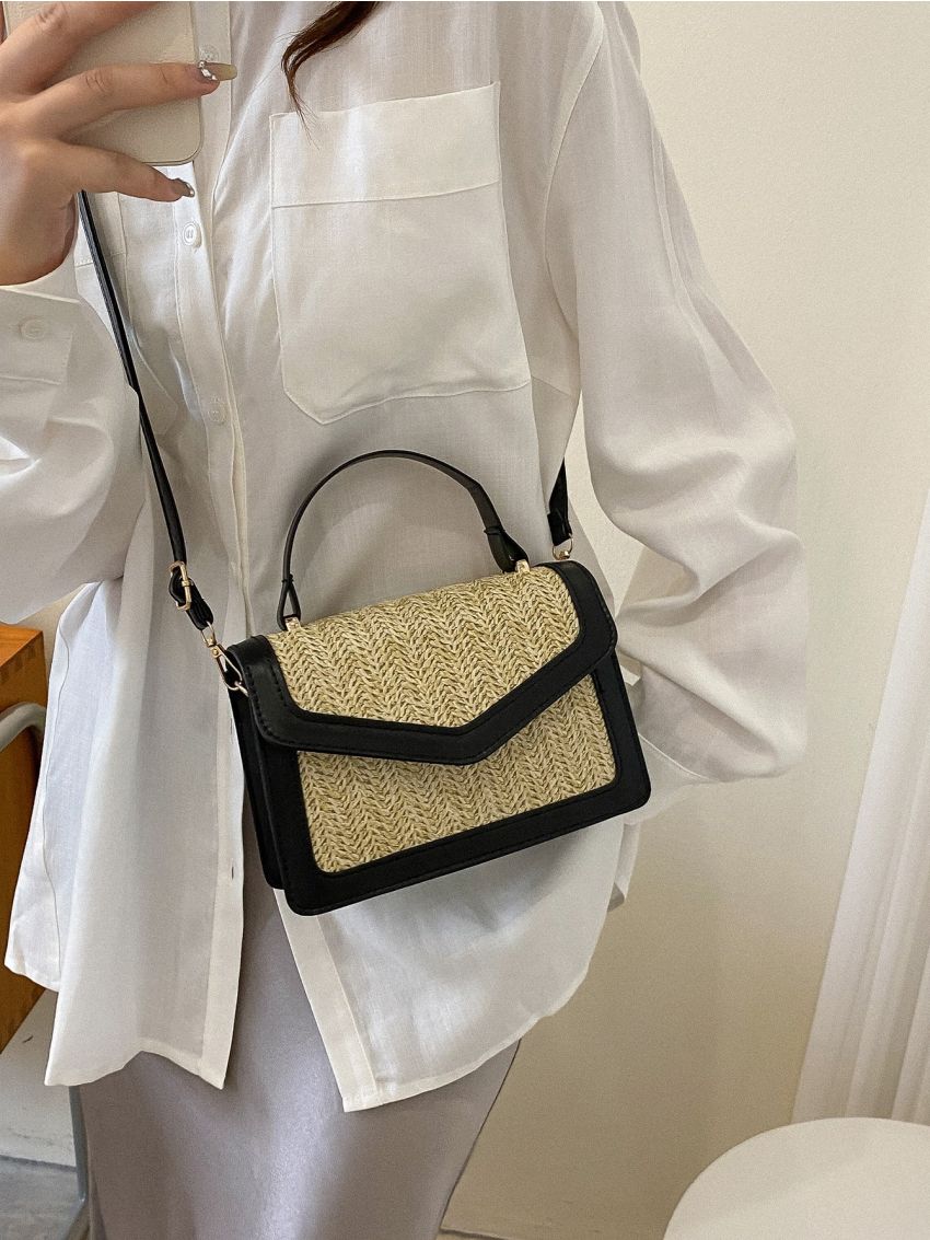 Mini Two Tone Straw Bag