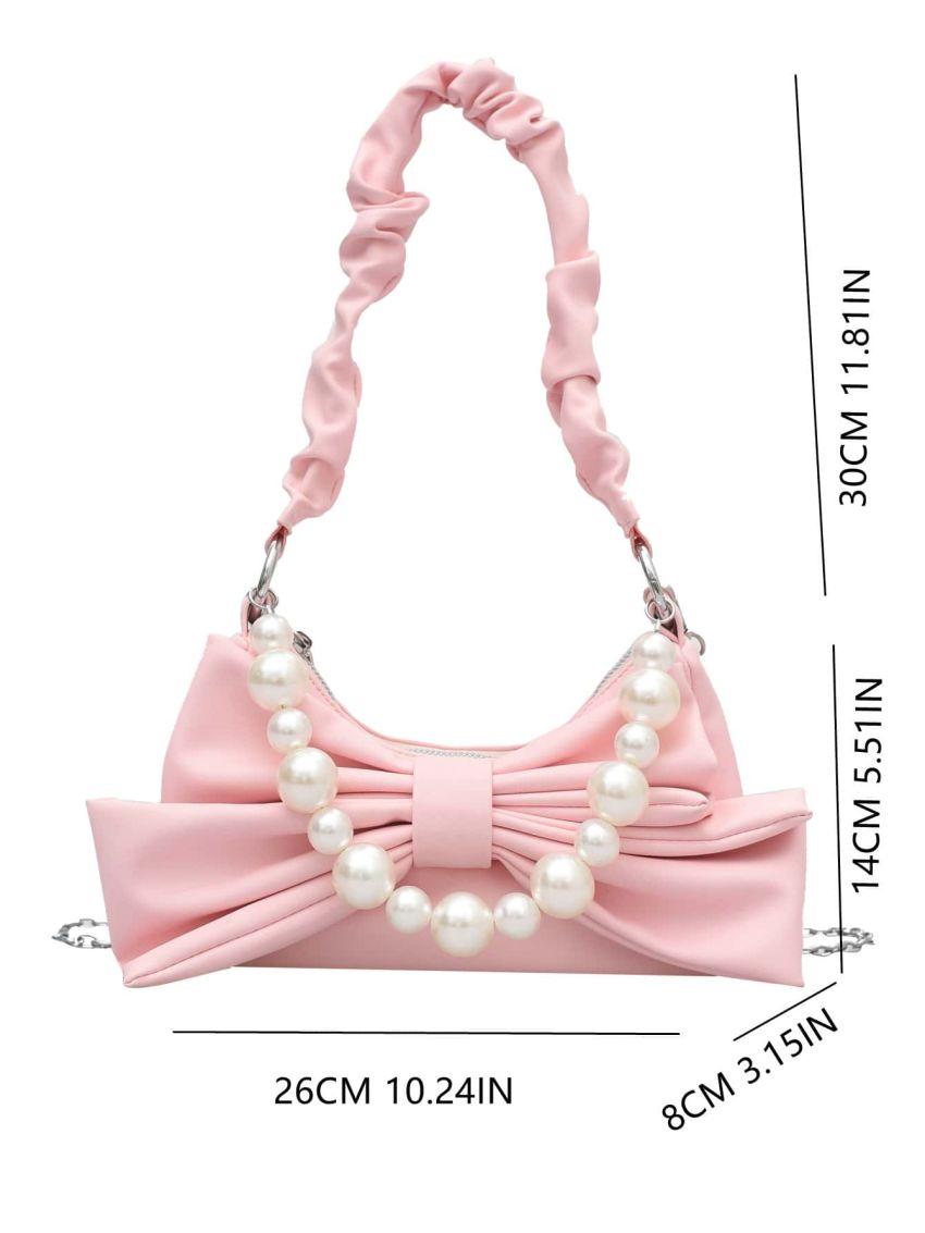 Bow & Faux Pearl Decor Novelty Bag