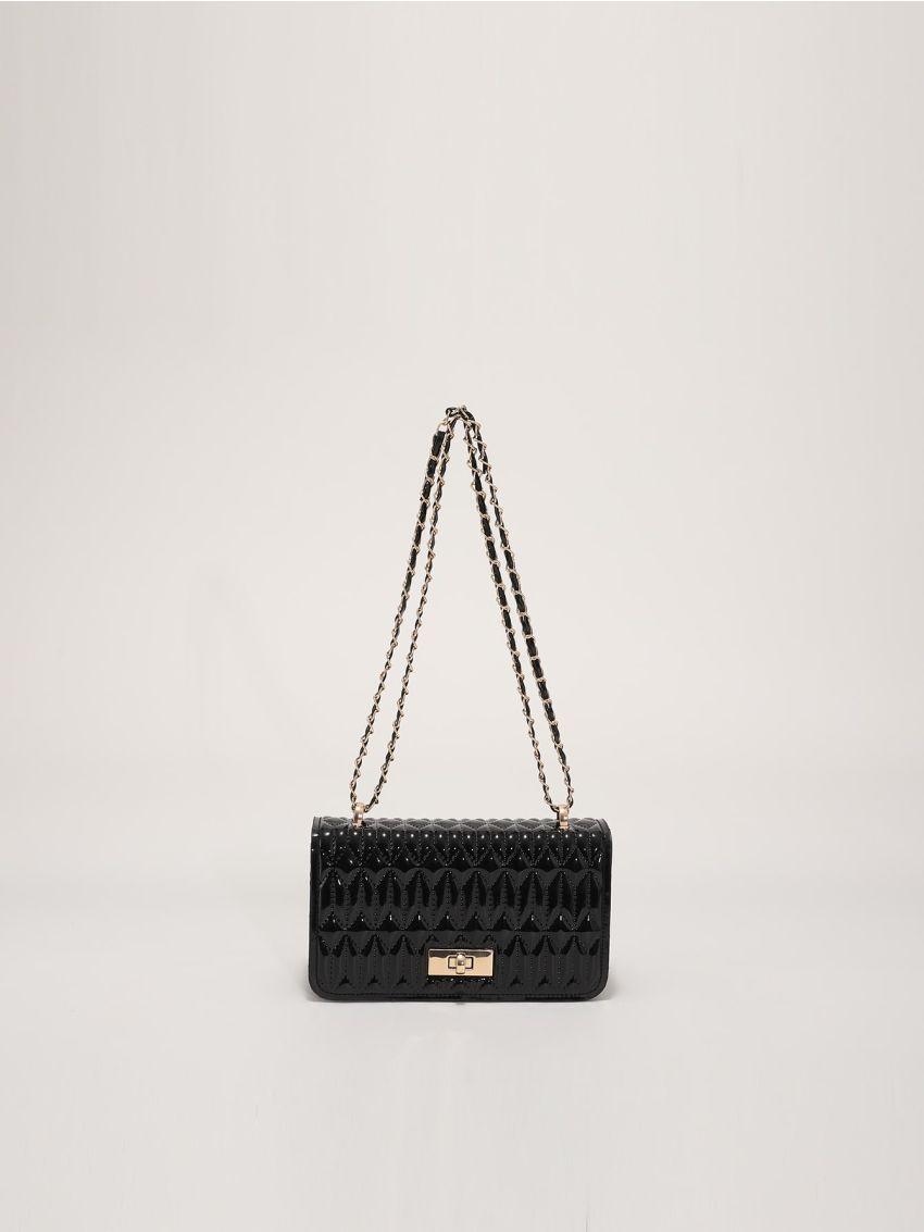 Mini Quilted Twist Lock Flap Chain Square Bag