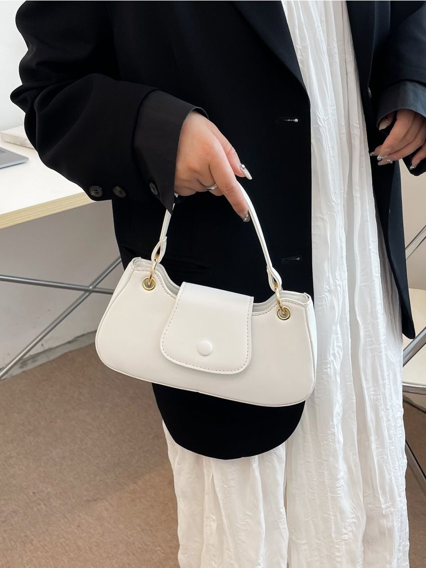 Minimalist Snap Button Baguette Bag