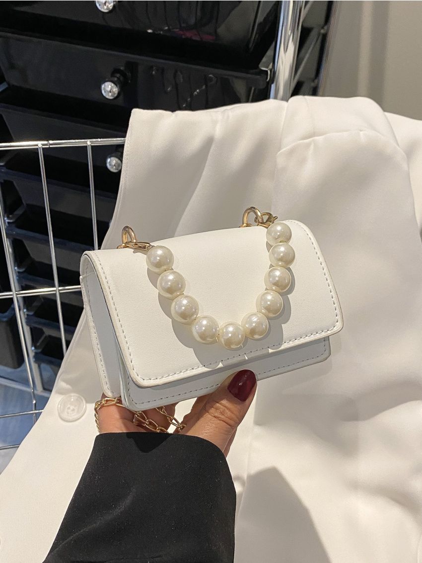 Mini Faux Pearl Chain Square Bag