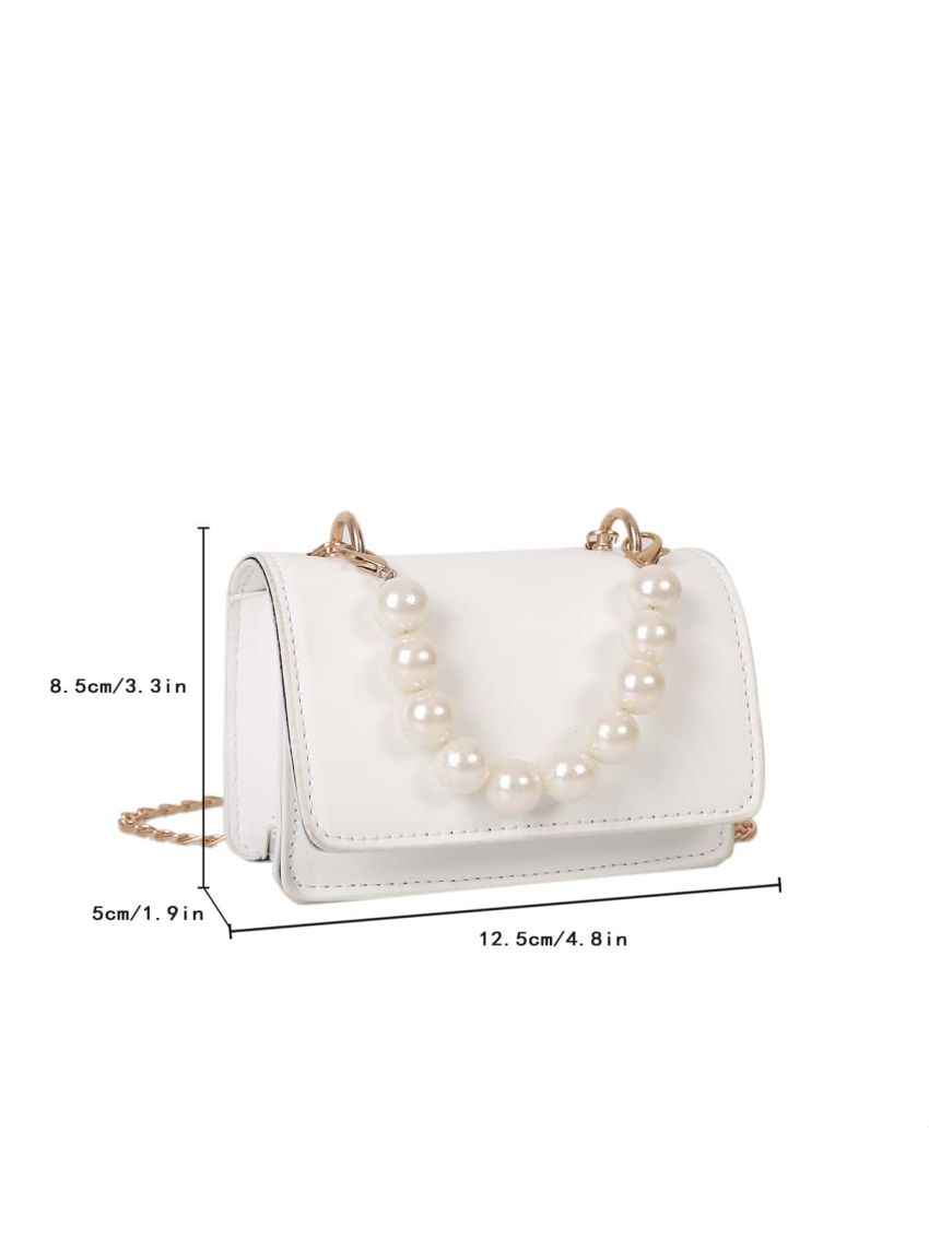 Mini Faux Pearl Chain Square Bag