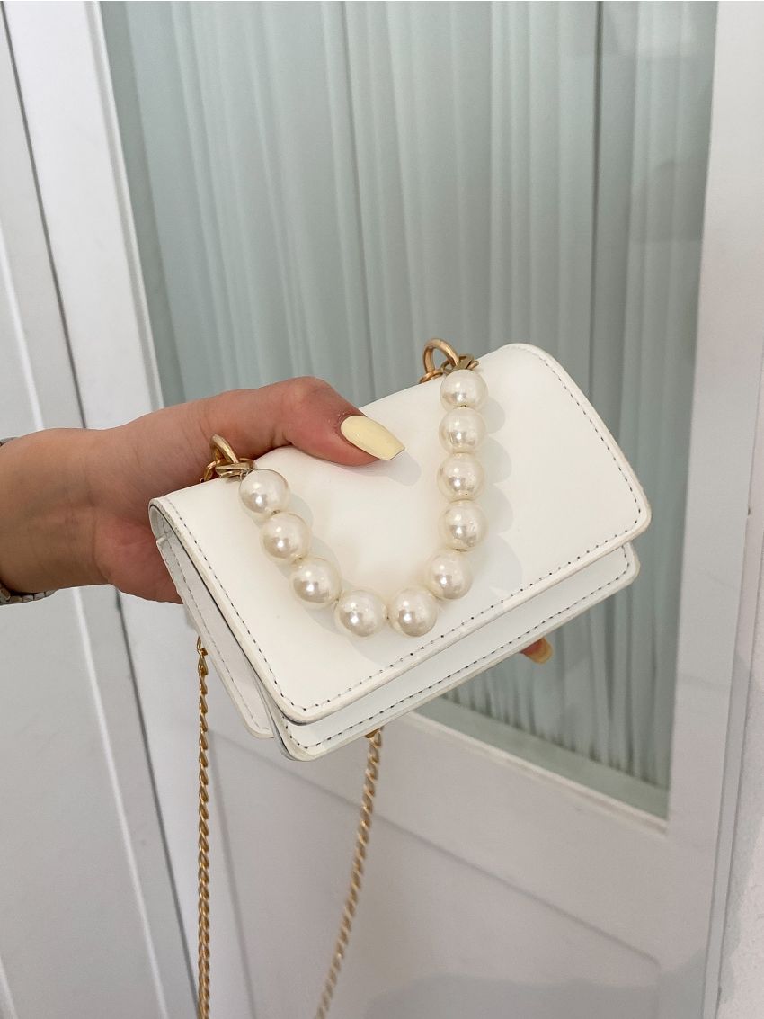Mini Faux Pearl Chain Square Bag