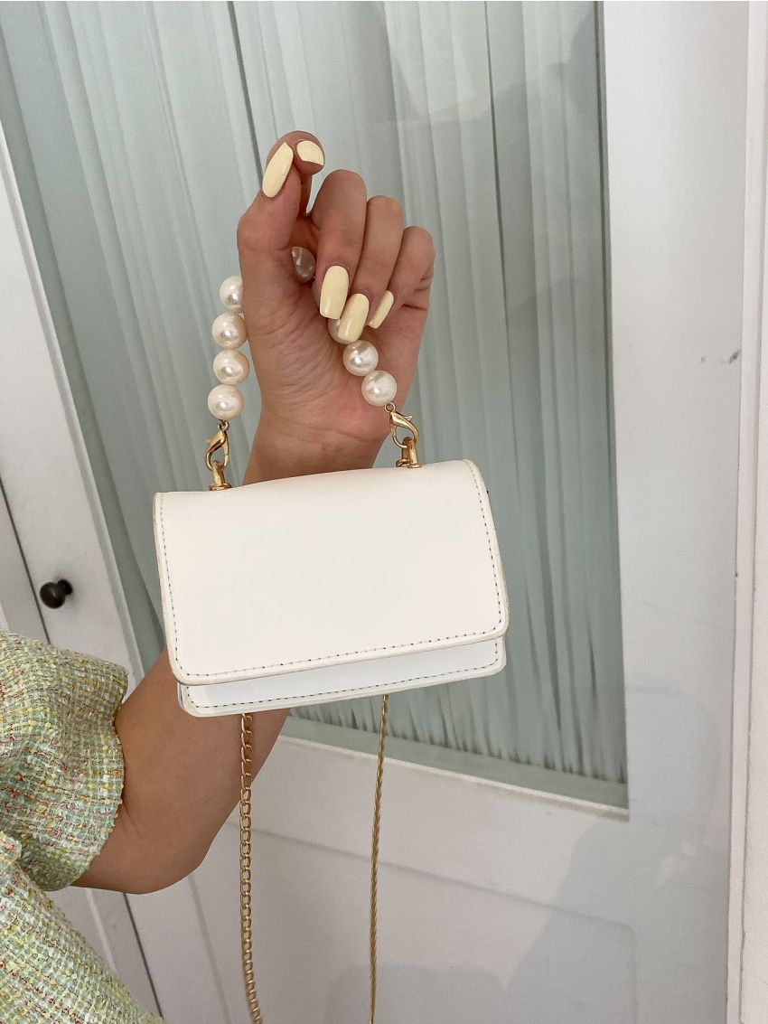 Mini Faux Pearl Chain Square Bag