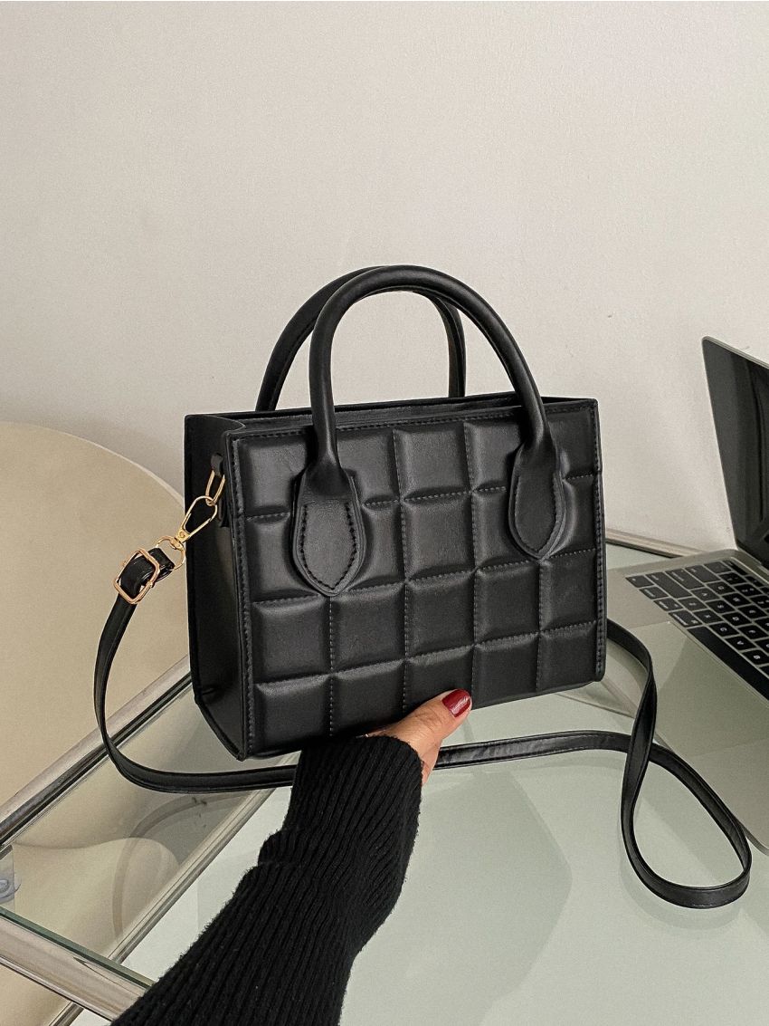 Quilted Double Handle Square Bag