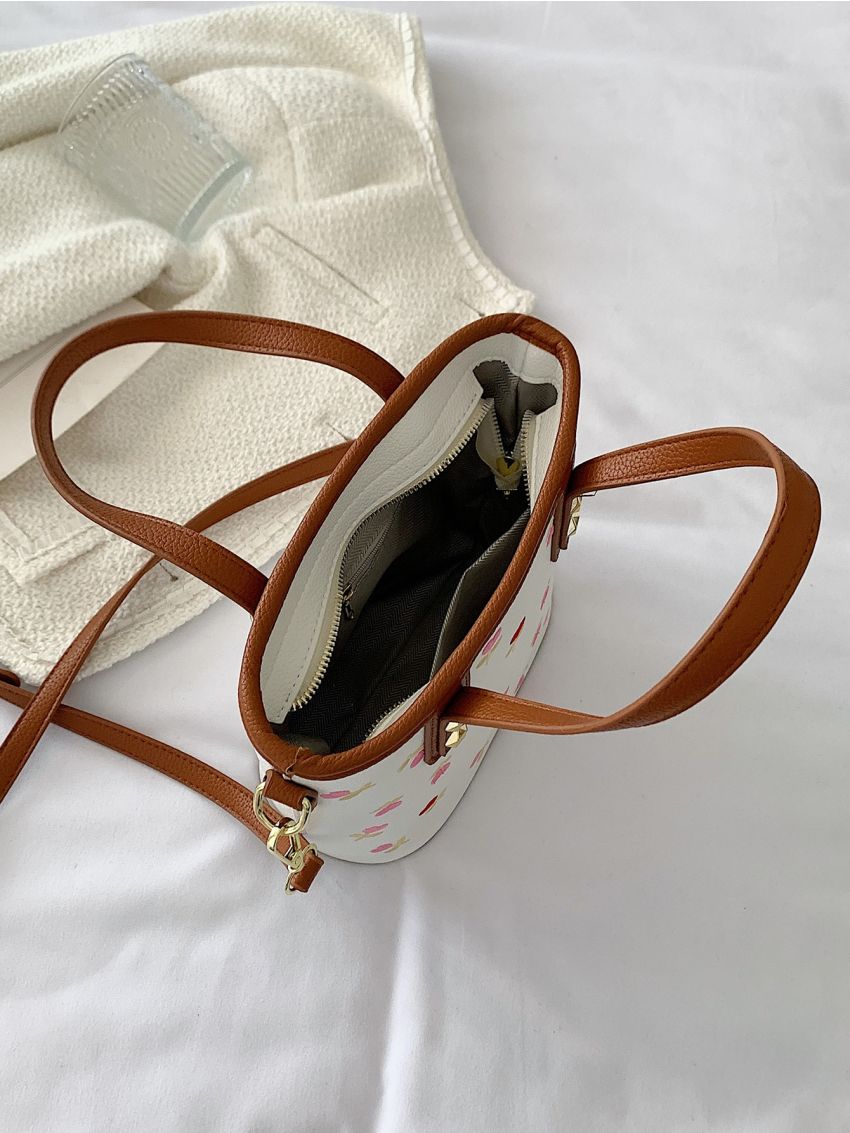 Floral Embroidery Bucket Bag